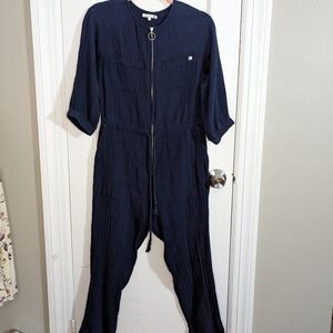 Anthropologie Sundry | Waisted Organic Cotton Gauze Crop Jumpsuit Sz 1